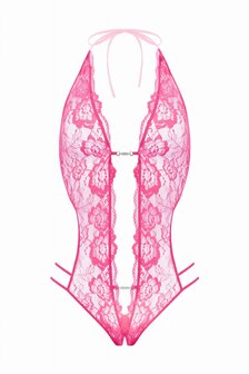 Kanten open kruis body Renee - pink