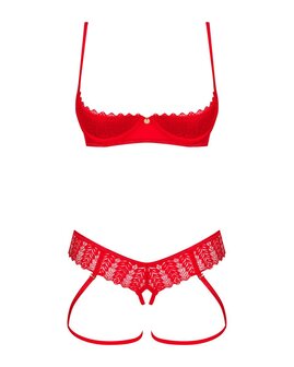 Obsessive - Ingridia 2-delige Open Set - Rood