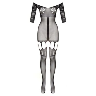 Trendy Jarretel-Catsuit Rosa - zwart