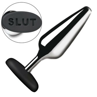 XR Brands - Butt Slut Metalen &amp; Siliconen Butt Plug - Zilver