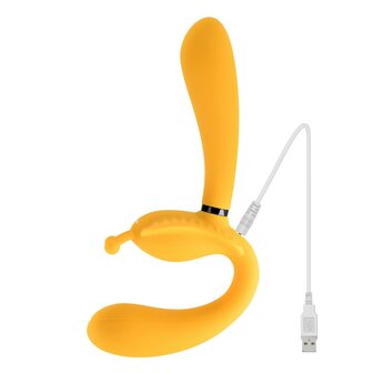 Evolved - The Monarch Strapless Strap On Vibrator - Geel