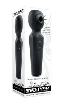 Evolved - Rainbow Sucker Wand Vibrator - Zwart