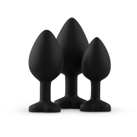 Siliconen Buttplug Set Met Diamantjes - Hart