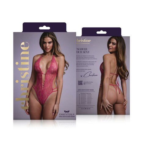 Kanten open kruis body Renee - pink