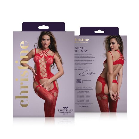 Kruisloze Jarretelcatsuit Jasmina - rood