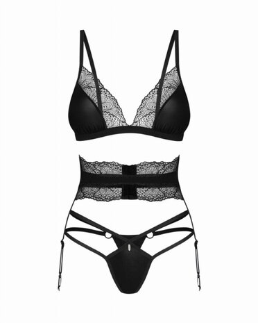 Obsessive - Lobellis Driedelige Set - Zwart