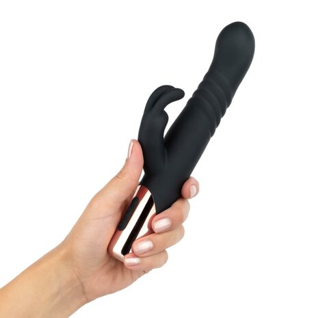 Rosy Gold - Rabbit Vibrator Met Stootfunctie - Zwart